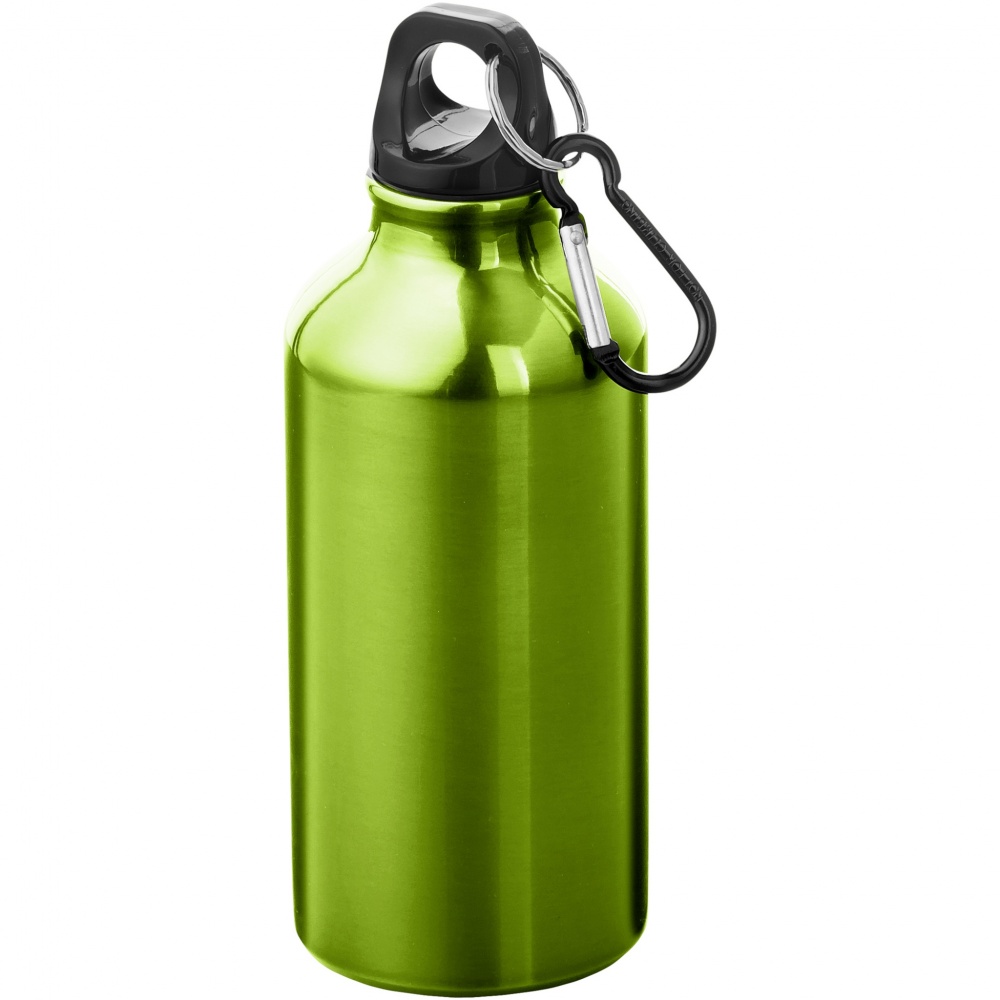 Logotrade Firmengeschenke das Foto: Oregon 400 ml Aluminium Trinkflasche mit Karabinerhaken