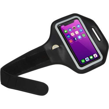 Logotrade Werbeartikel das Foto: Haile reflektierendes Smartphone Armband mit transparenter Abdeckung