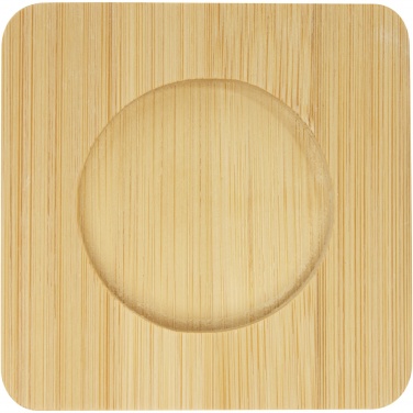 Logotrade Werbeartikel das Foto: Manti 2-teiliger 100 ml doppelwandiger Glasbecher mit Bambusuntersetzer 