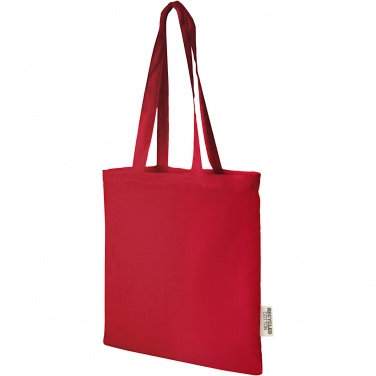 Logotrade Werbegeschenke das Foto: Madras 140 g/m² Baumwoll Tragetasche aus GRS recycelter Baumwolle, 7L