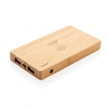 Logotrade Logogeschenke das Foto: Bambus 4.000 mAh Wireless 5W Powerbank