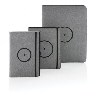 Logotrade Logogeschenke das Foto: Air 5W Wireless Charging Notizbuch A5 mit 5000 mAh Powerbank