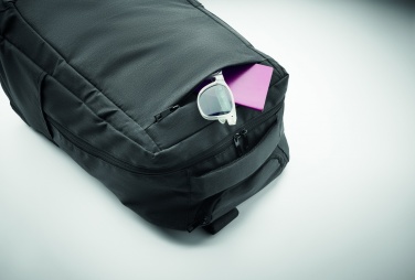 Logotrade Werbegeschenke das Foto: Ein tragbarer Rucksack-Trolley mit Rädern, hergestellt aus 600D RPET-Polyester.