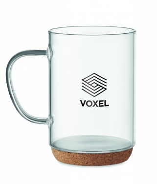 Logotrade Werbegeschenke das Foto: Glasbecher mit Kork 400ml
