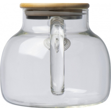 Logotrade Werbeartikel das Foto: Glaskrug mit Bambusdeckel FRANKFURT 1000ml