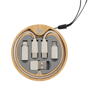 Logotrade Werbegeschenke das Foto: 4in1 Kabel im Holzetui, LH-ZM01