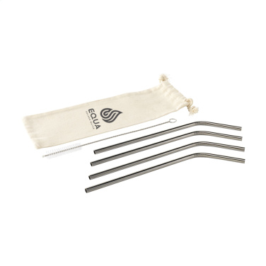 Logotrade Firmengeschenke das Foto: ECO RVS 4 tlg. ECO Strohhalm Set Edelstahl-Strohhalme