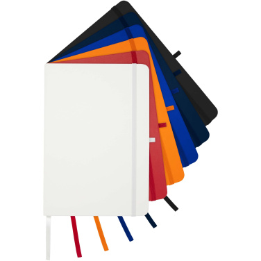 Logotrade Geschäftsgeschenke das Foto: Teak A5 Hardcover Notizbuch, liniert, aus recyceltem Material