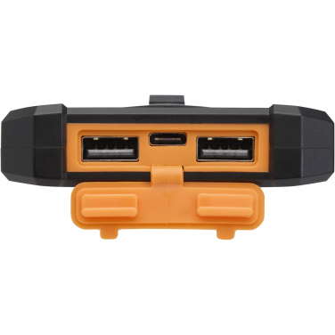 Logotrade Firmengeschenke das Foto: Altair 10 W 5000 mAh robuste Solar Powerbank aus recyceltem Kunststoff mit integrierter Taschenlampe