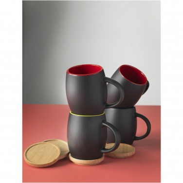 Logotrade promotional giveaway picture of: Hearth 400 ml ceramic mug with wooden coaster