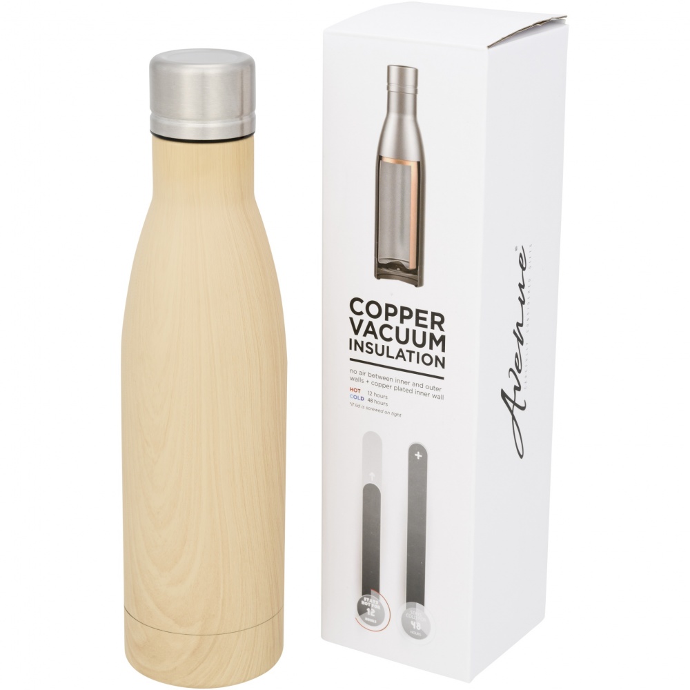 Logo trade corporate gifts image of: Vasa 500 ml wood-look copper vacuum insulated bottle
