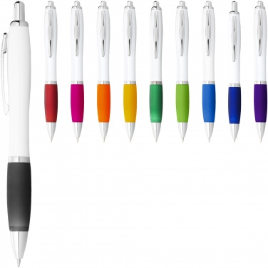 Logotrade promotional product picture of: Nash ballpoint pen with white barrel and coloured grip