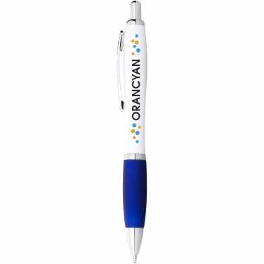 Logotrade promotional gift image of: Nash ballpoint pen white barrel and coloured grip