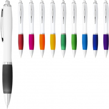 Logo trade promotional giveaway photo of: Nash ballpoint pen white barrel and coloured grip