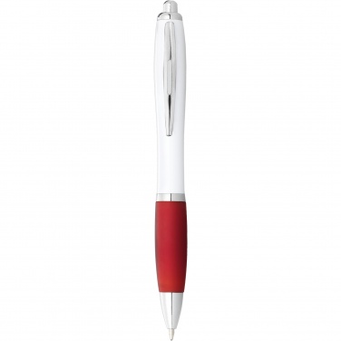 Logo trade corporate gift photo of: Nash ballpoint pen white barrel and coloured grip