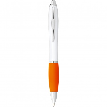 Logo trade corporate gifts image of: Nash ballpoint pen white barrel and coloured grip