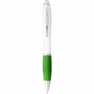 Logo trade promotional products image of: Nash ballpoint pen white barrel and coloured grip