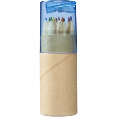 Logo trade promotional giveaway photo of: Hef 12-piece coloured pencil set with sharpener