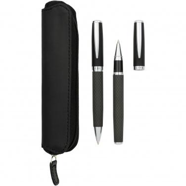 Logo trade corporate gift photo of: Carbon duo pen gift set with pouch
