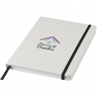 Logotrade promotional giveaway image of: Spectrum A5 white notebook with coloured strap
