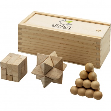 Logotrade advertising products photo of: Brainiac 3-piece wooden brain teaser set