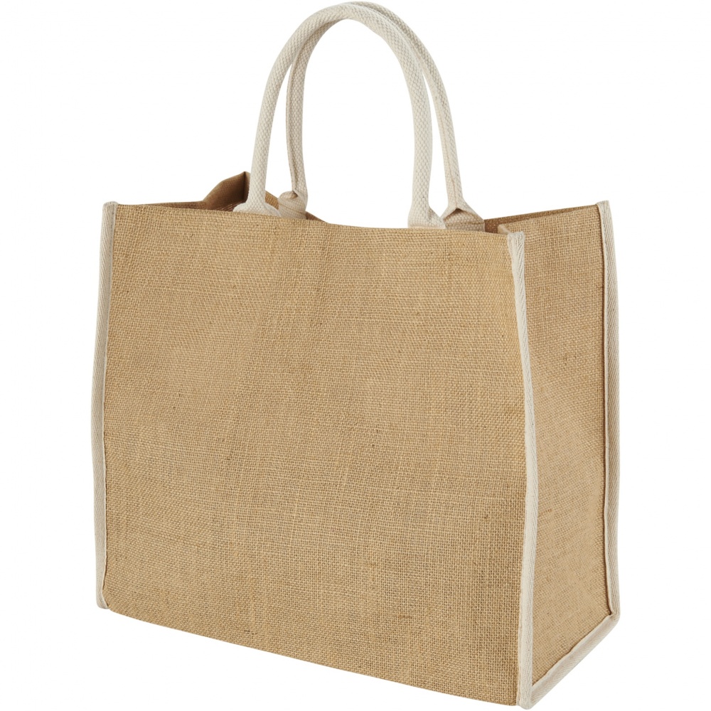 Logo trade promotional merchandise image of: Harry coloured edge jute tote bag 25L