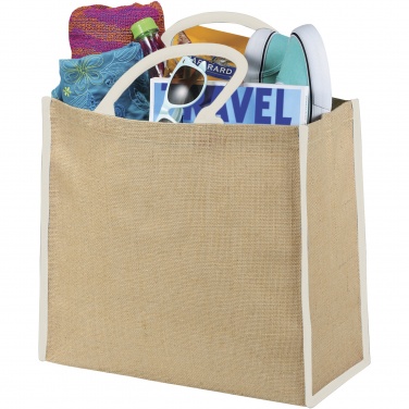 Logo trade promotional giveaways image of: Harry coloured edge jute tote bag 25L