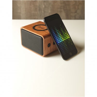 Logotrade promotional product picture of: Wooden 3W speaker with wireless charging pad