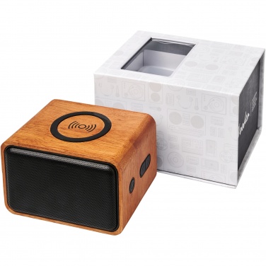Logotrade advertising product picture of: Wooden 3W speaker with wireless charging pad