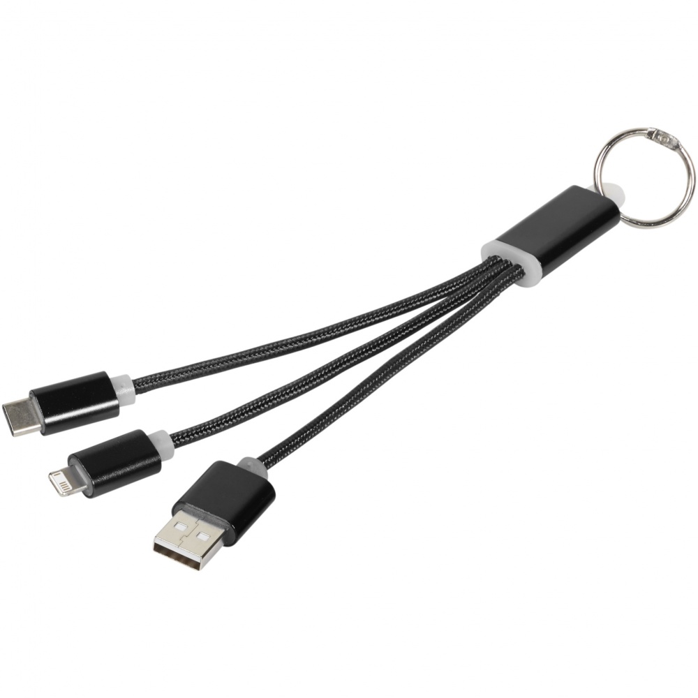 Logo trade advertising product photo of: Metal 3-in-1 charging cable with keychain