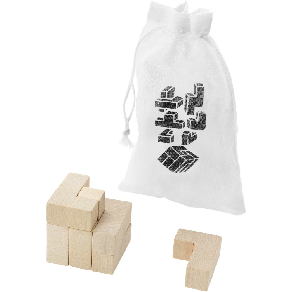Logotrade promotional merchandise image of: Solfee wooden squares brain teaser with pouch