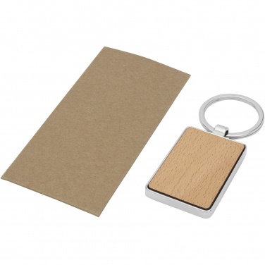 Logo trade corporate gifts image of: Mauro beech wood rectangular keychain