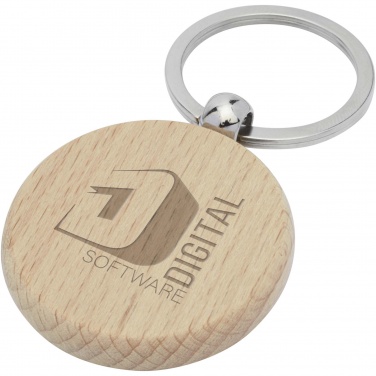 Logo trade promotional giveaways image of: Giovanni beech wood round keychain