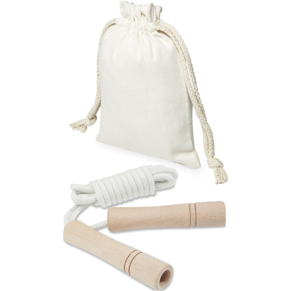 Logo trade promotional gift photo of: Denise wooden skipping rope in cotton pouch