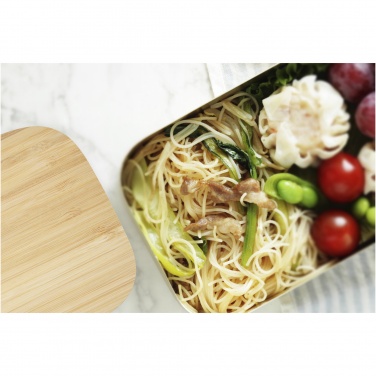 Logo trade promotional giveaway photo of: Tite stainless steel lunch box with bamboo lid