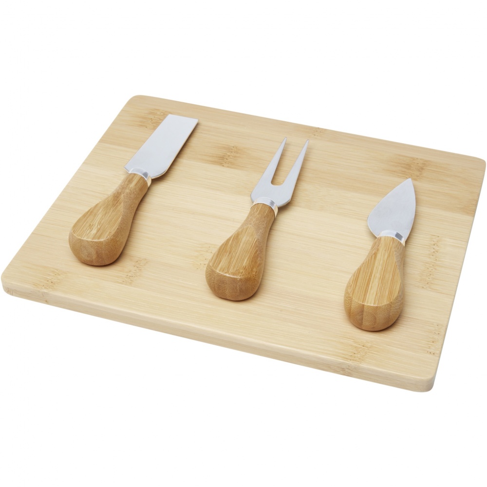 Logo trade business gift photo of: Ement bamboo cheese board and tools
