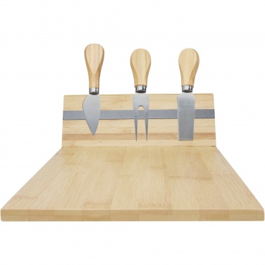Logo trade business gift photo of: Mancheg bamboo magnetic cheese board and tools