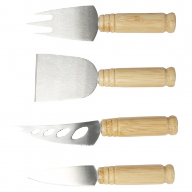 Logo trade promotional merchandise photo of: Cheds 4-piece bamboo cheese set