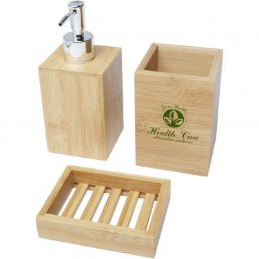 Logo trade promotional giveaways picture of: Hedon 3-piece bamboo bathroom set