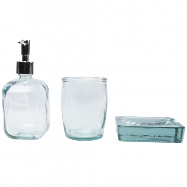 Logo trade promotional item photo of: Jabony 3-piece recycled glass bathroom set