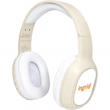 Logo trade promotional items image of: Riff wheat straw Bluetooth® headphones with microphone