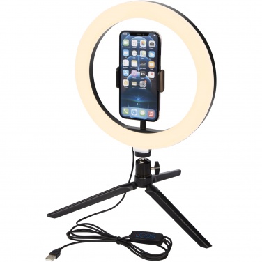 Logo trade business gifts image of: Studio ring light for selfies and vlogging with phone holder and tripod