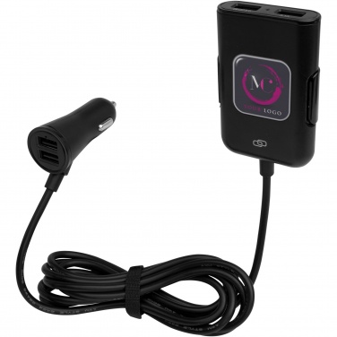 Logo trade business gift photo of: Pilot dual car charger with QC 3.0 dual back seat extended charger