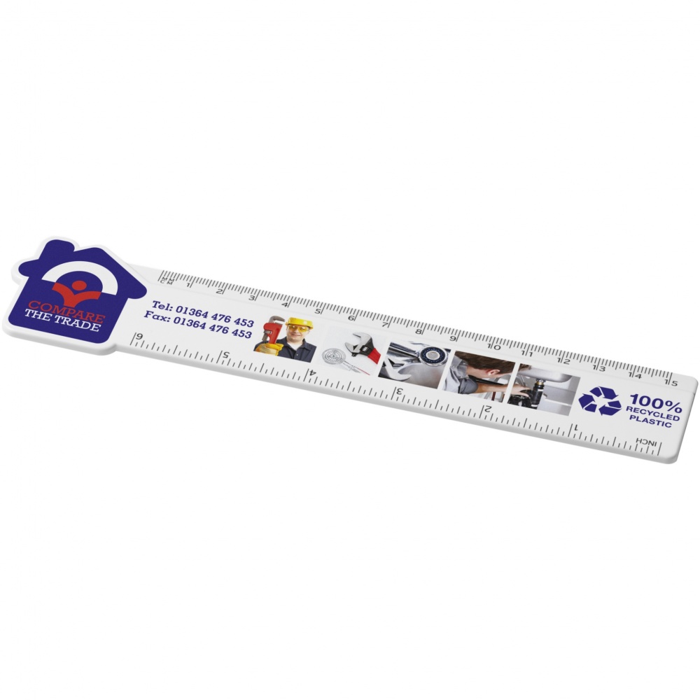 Logotrade advertising products photo of: Tait 15 cm house-shaped recycled plastic ruler