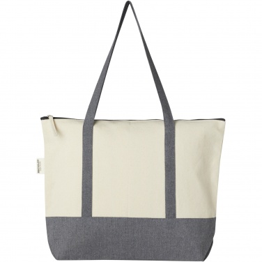 Logo trade advertising product photo of: Repose 320 g/m² recycled cotton zippered tote bag 10L