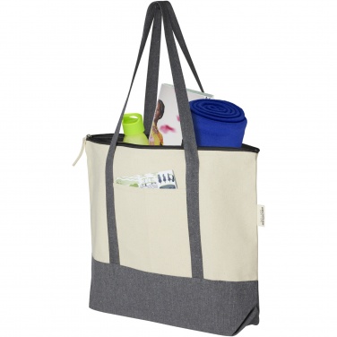 Logotrade promotional giveaway picture of: Repose 320 g/m² recycled cotton zippered tote bag 10L