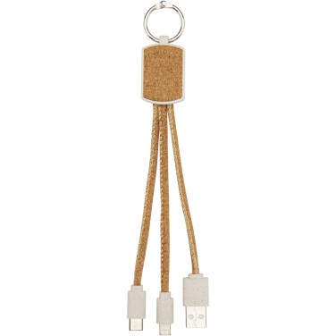 Logo trade corporate gifts image of: Bates wheat straw and cork 3-in-1 charging cable