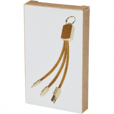 Logotrade promotional gifts photo of: Bates wheat straw and cork 3-in-1 charging cable