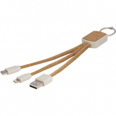 Logotrade advertising product picture of: Bates wheat straw and cork 3-in-1 charging cable