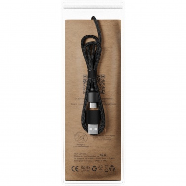 Logotrade promotional gift picture of: SCX.design C38 5-in-1 rPET light-up logo charging cable with squared wooden casing